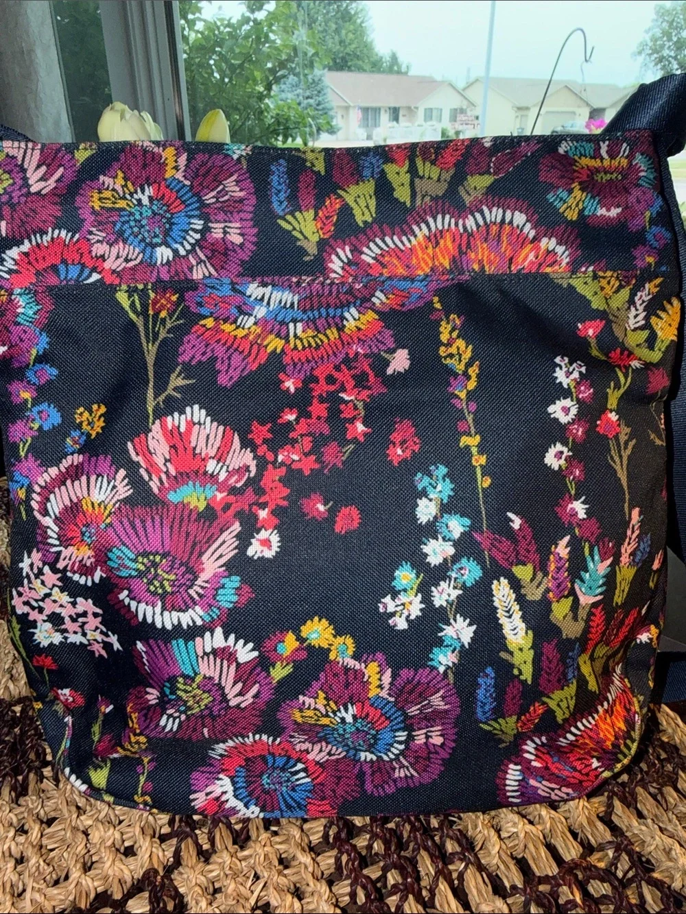 Vera Bradley Original Zip Hipster Crossbody Bag Black Multicolor Floral